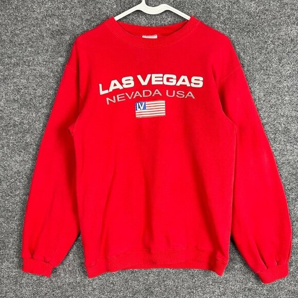 Vintage Las Vegas Nevada USA Red sweatshirt‎ crewneck size small USA MADE - Picture 1 of 8